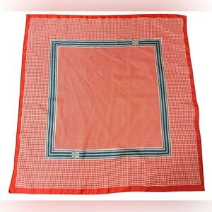 Vintage Square Pattered Scarf Wrap Red and White 23"x 23"